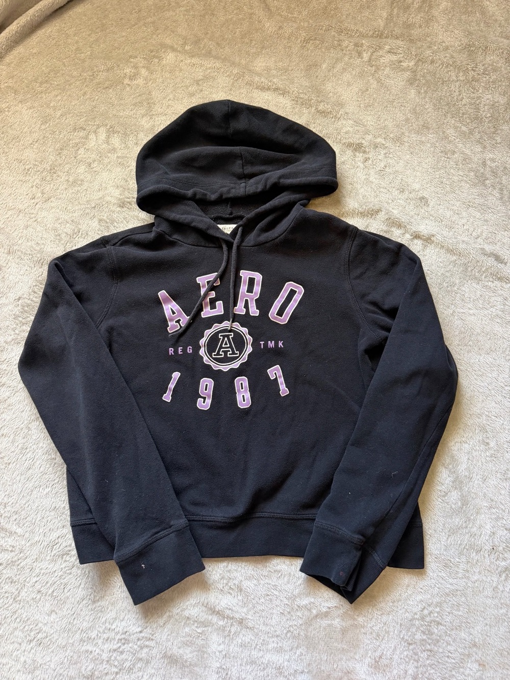 Aeropostale Black Pullover Hoodie with Pink Logo